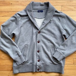 FRED PERRY Shawl Collar Cardigan Sweater Grey XL